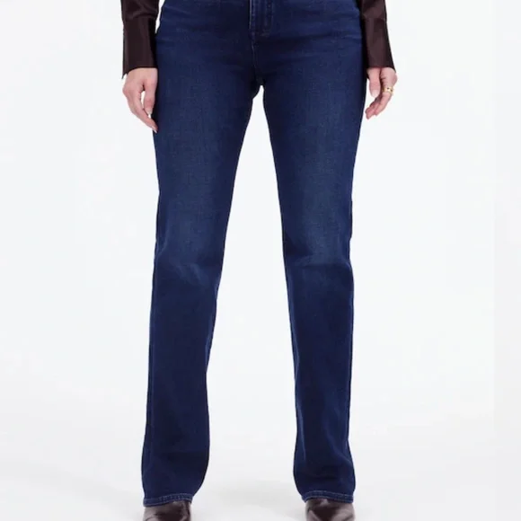 Madewell Curvy Kick Out Full Length Jeans Dark Wash Kingston Wide Bootcut Leg - Picture 2 of 10